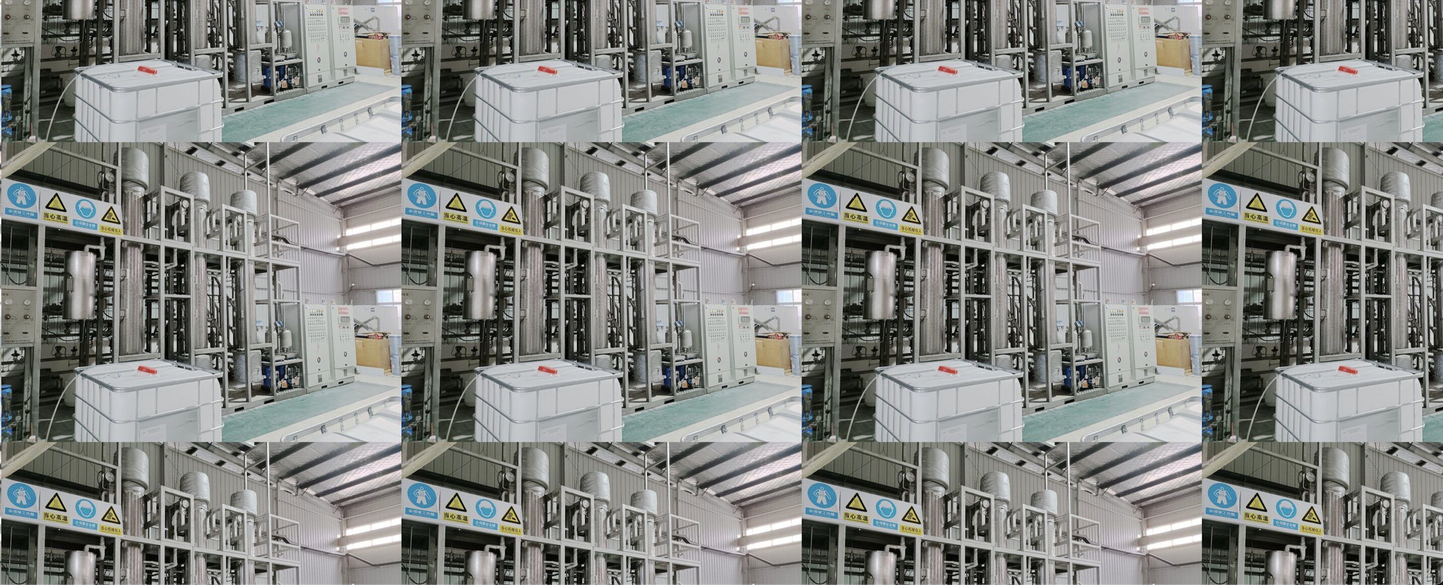 Pilot plant equipment with safety signage